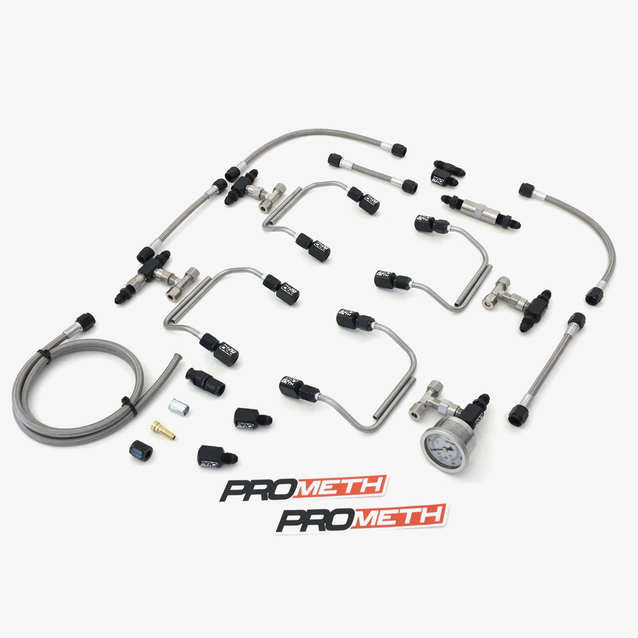 Universal V8 Direct Port Methanol Injection With 9th Injector, Dual Stage (Pre-Bent)