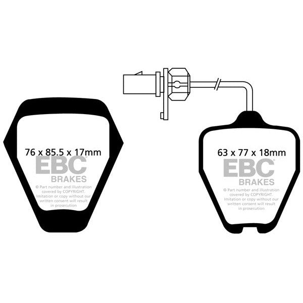 EBC Audi C5/4B A6 Yellowstuff Street and Track Front Brake Pads - TRW Caliper