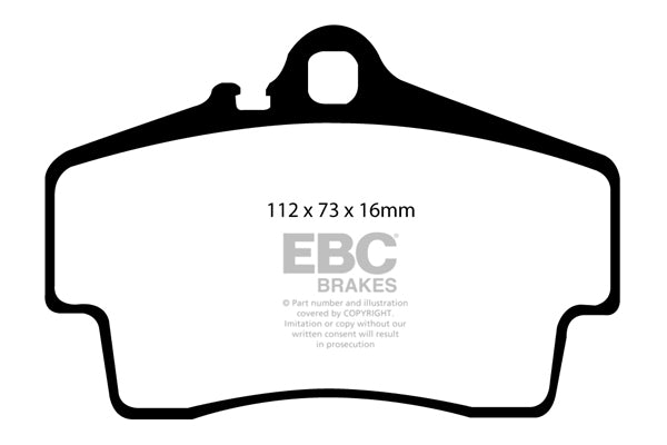 EBC Porsche 996 997 986 987 Yellowstuff Street and Track Rear Brake Pads - Brembo Caliper (Inc. 911 Carrera, 911 Carrera 4, Boxster S & Cayman S)