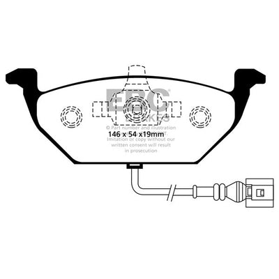 EBC Audi Volkswagen Yellowstuff Street and Track Front Brake Pads - VW Caliper (Inc. 8X A1, 8Z A2, MK4 Golf & 9N Polo)