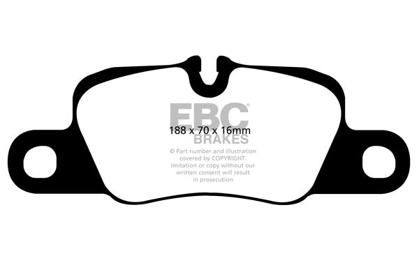 EBC Porsche 991 970 971 Yellowstuff Street and Track Rear Brake Pads - Brembo Caliper (Inc. 911 Carrera S, 911 Carrera GTS, Panamera & Panamera GTS)